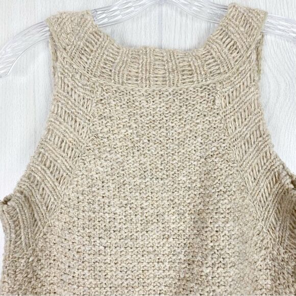 Free People | Tan Napoli Knit Duster Sweater Vest Cardigan Size Medium - Picture 5 of 10